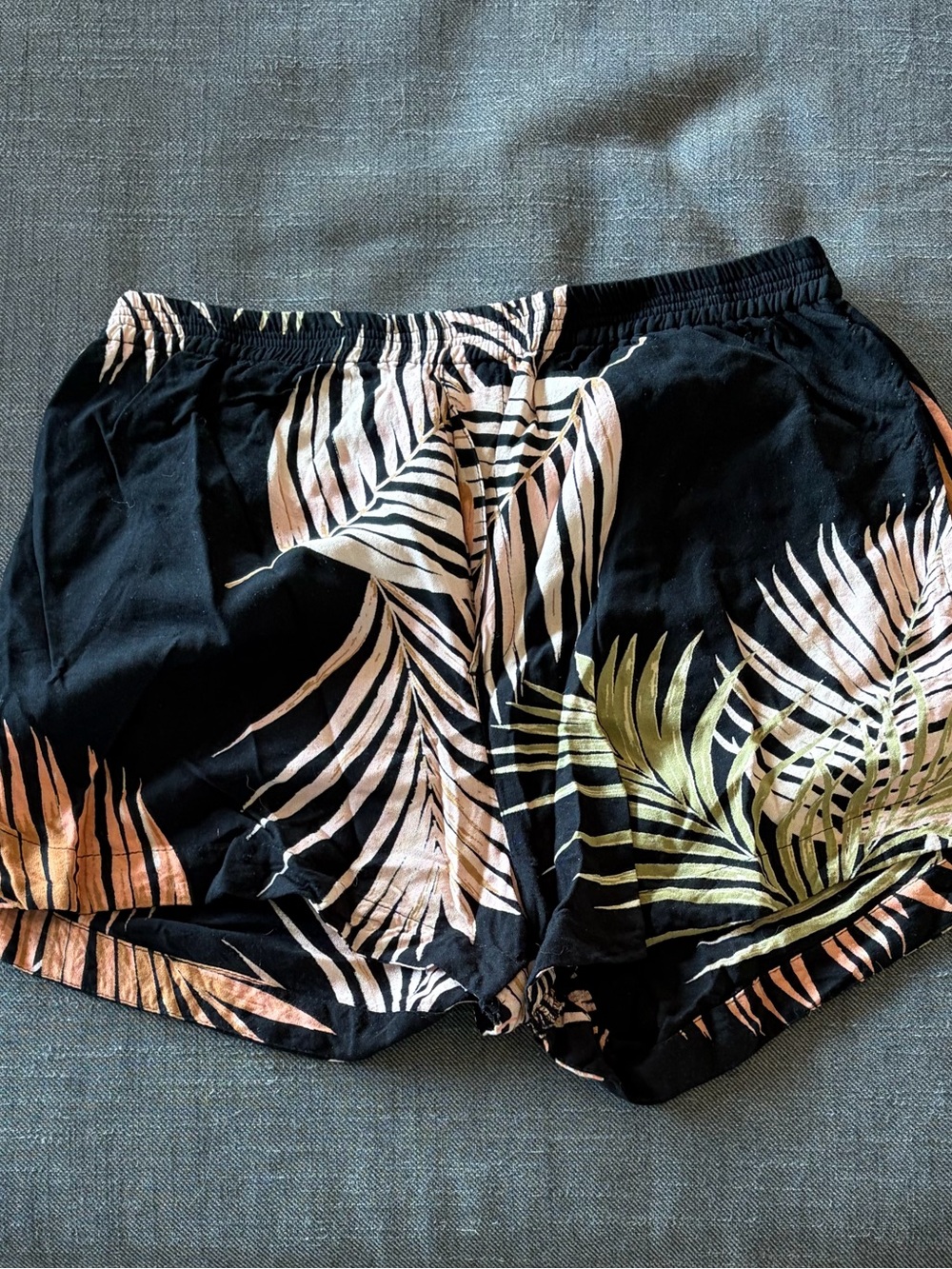 RVCA Black Tropical Leaf Athletic Shorts